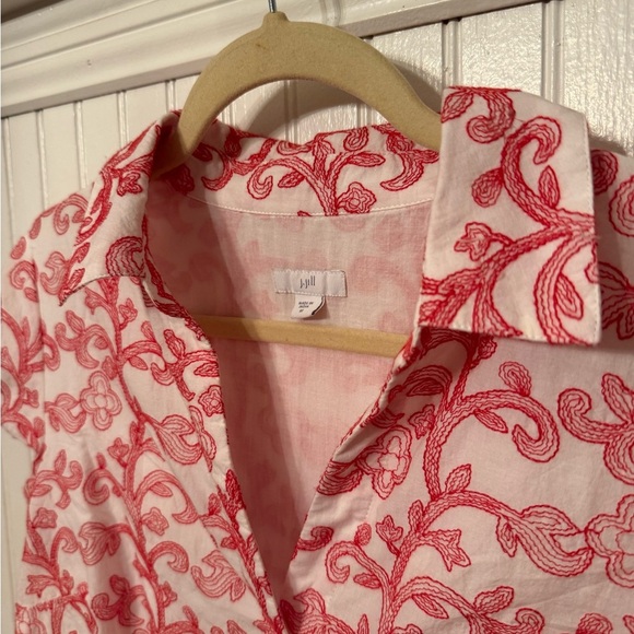 J. Jill Embroidered A-Line Shirtdress medium - Picture 2 of 7